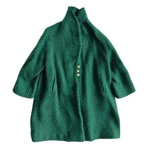 Vintage Green Handmade Knit Sweater Coat